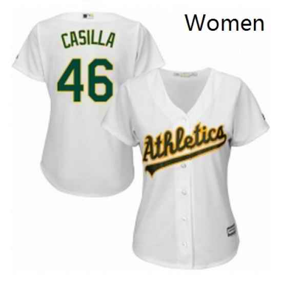 Womens Majestic Oakland Athletics 46 Santiago Casilla Authentic White Home Cool Base MLB Jersey